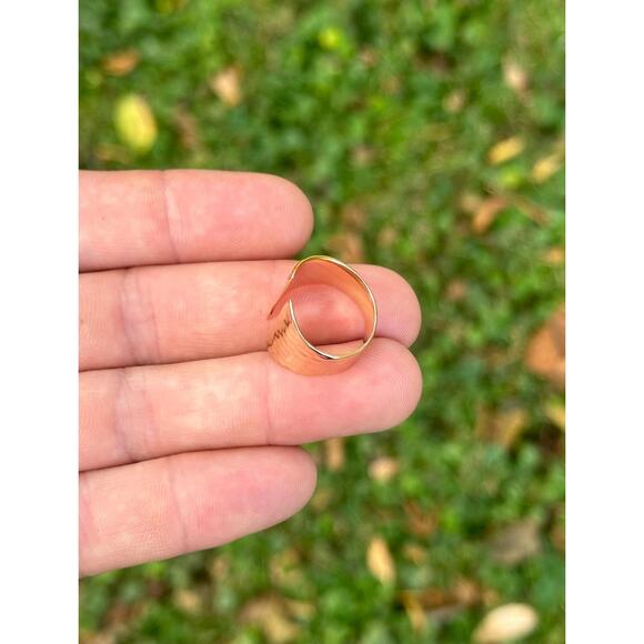 Bronze Adjustable Hammered Shield Ring - Picture 4 of 5